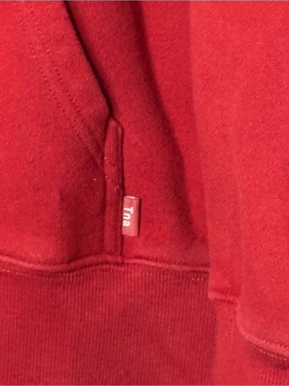 TNA Airy Fleece Women's Red Pullover Hoodie Sweatshirt Size 1 XS Oversized Boxy - Picture 3 of 7